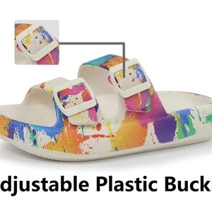 Weweya Splash Colored Double Buckle Slip on Sandals Sz 35/36 N